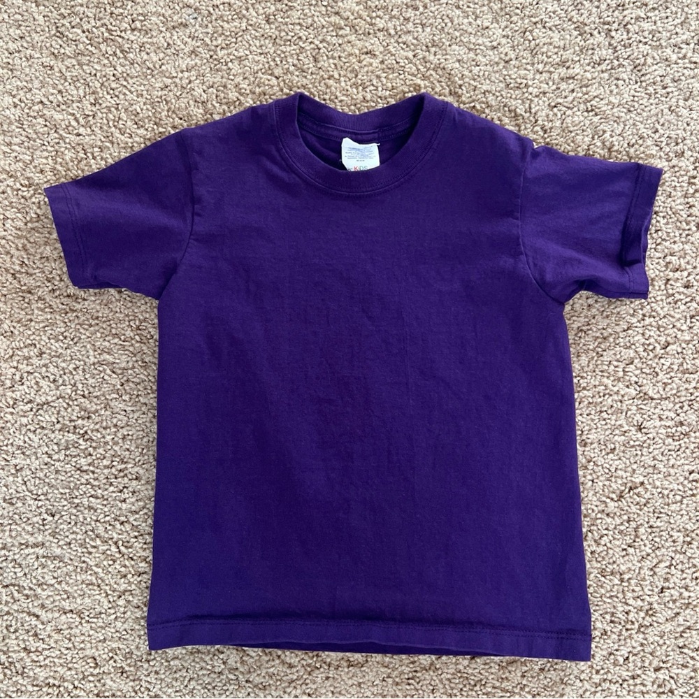 Playerytees Unisex Kids Dark Purple Short Sleeve T-Shirt Size M (5/6)